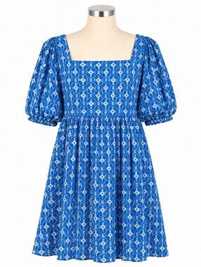Rhode X Target Blue Eyelet Puff Sleeve Mini Dress Sz 3X Summer Wedding Guest